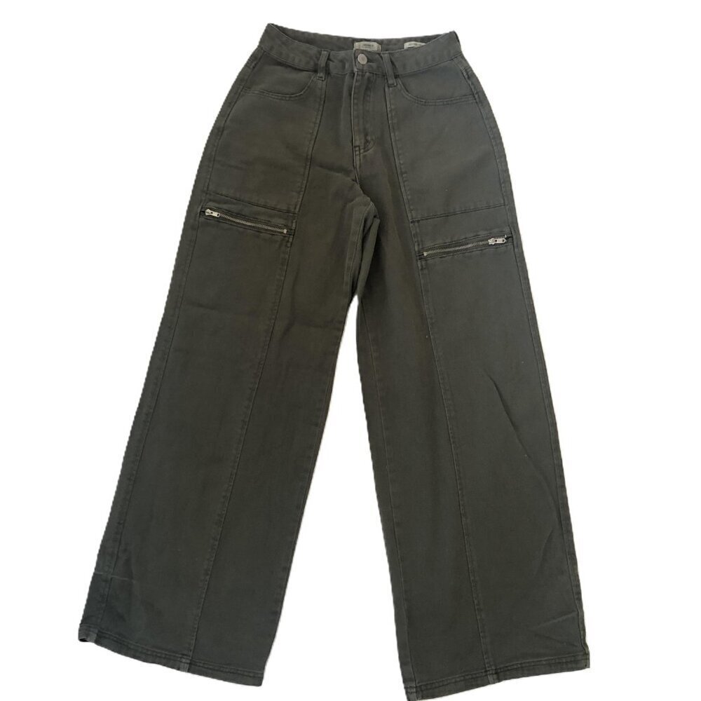 Forever 21 Army Green Hi Waisted Wide Leg Jeans Size 25